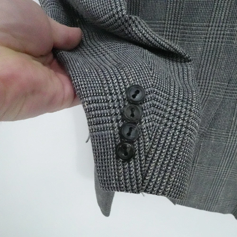 Oxxford Clothes Neiman Marcus Sport Coat Mens 44S Gray‎ Glen Plaid Wool